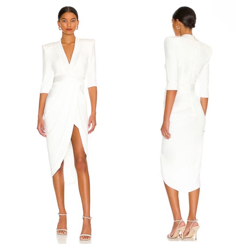ZHIVAGO Eye of Horus Long Sleeve White Midi Dress Size 4